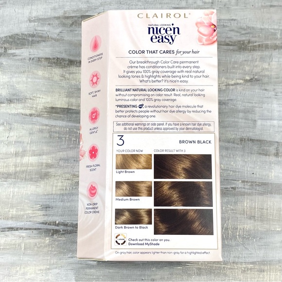 NWT Clairol Nice ‘n Easy Brown Black Permanent Hair Color Gray Coverage Box NIB - Picture 6 of 10